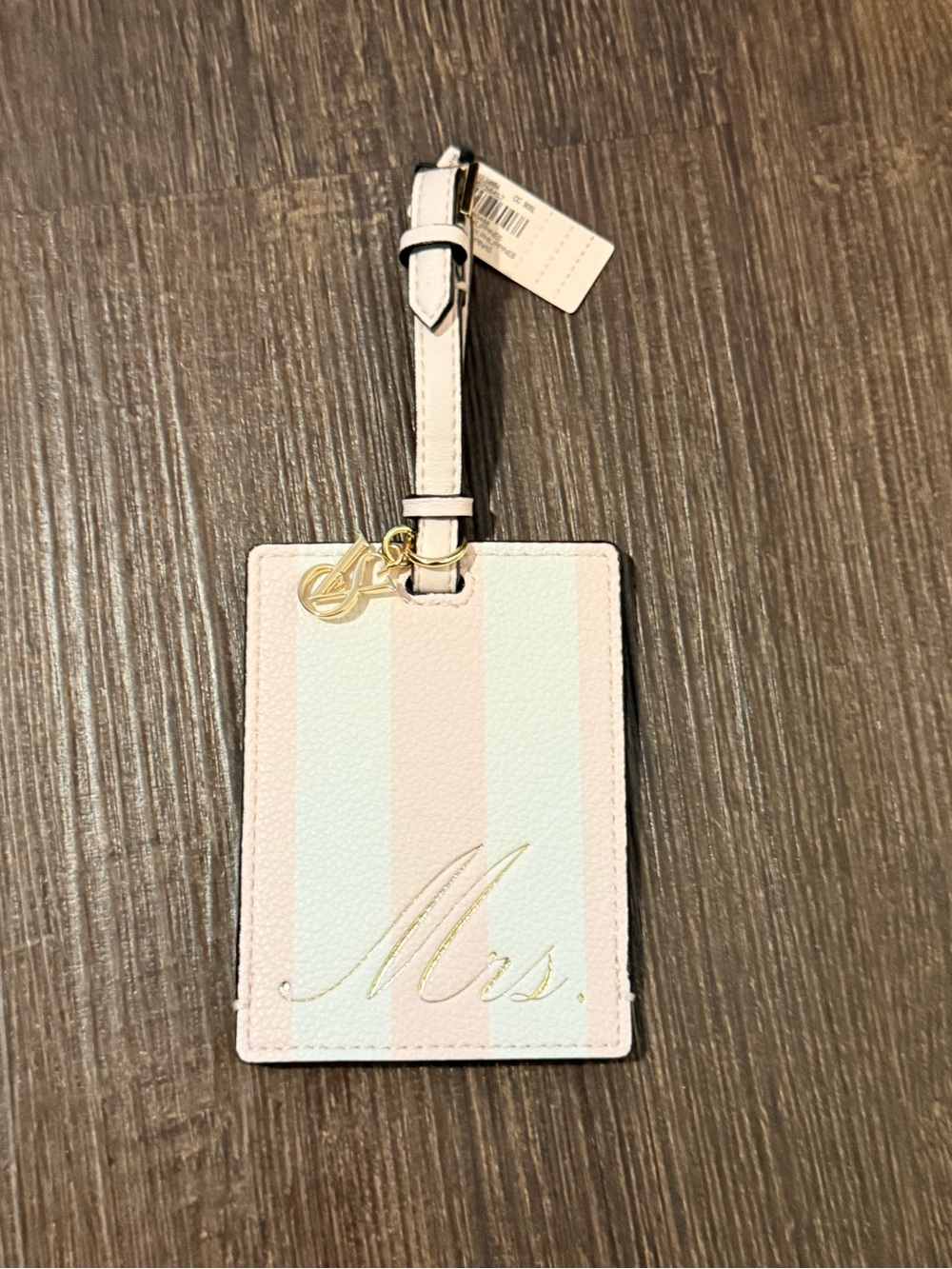 Victoria's Secret Pastel Pink & White Mrs. Luggage Tag